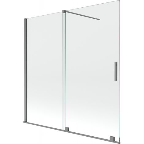 Paroi de baignoire coulissante 2 volets Mexen Velar 160 x 150 cm, transparent, gun metal - 896-160-000-01-95 (1/2)