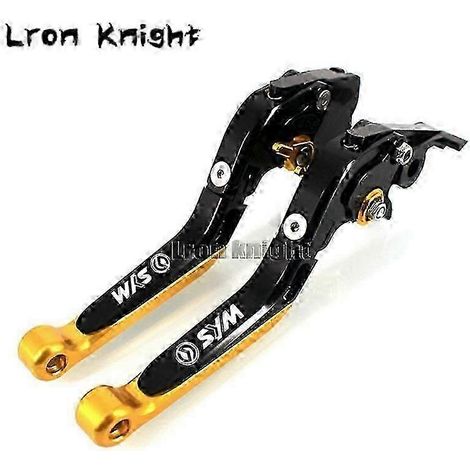 Compatible avec les motos Sym T2 T3 Sb300 Wolf250 T2/t3 Sb 300 Wolf 250 : levier de frein et d'embrayage CNC réglable, pliable et extensible avec logo (J) (1/5)