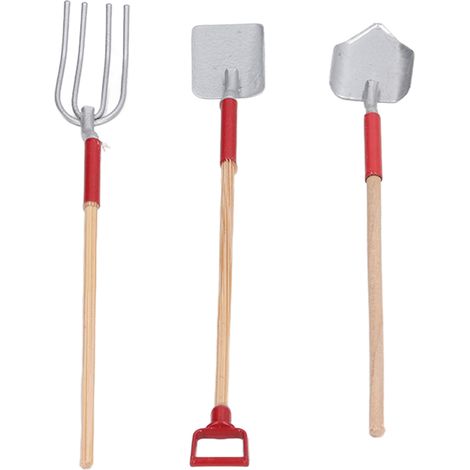 Miniature Outils de Jardin 1:12 pour Maison de Poupée, Accessoires de Paysage en Argent, 3 Pièces (1/5)