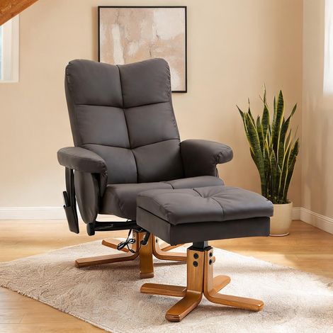 Fauteuil de massage coloris marron en cuir 80 x 86 x 99 cm (1/5)