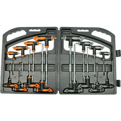 SET KIT 16 PZ CHIAVI CHIAVE A T ESAGONALI TORX LUNGHE VALIGETTA CASSETTA 052 (1/5)