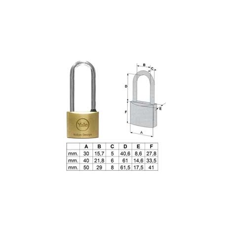 LUCCHETTO OTTONE AD ARCO LUNGO 113- - mm.50 (1130050) - 3 pezzi YALE
