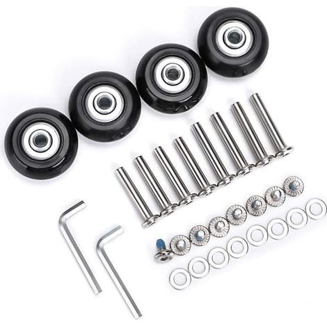 Ecleanfy - Roues de valise de rechange 40 mm x 18 mm, roulettes pivotantes en caoutchouc, kit de réparation de roulements, lot de 4 (1/5)
