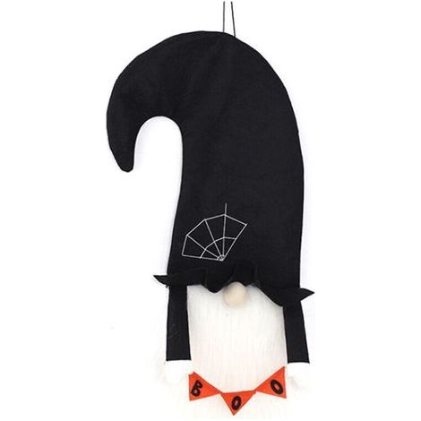 Décoration d'Halloween – Gnome sans visage pour Halloween avec signe silencieux, décoration murale à suspendre pour la maison d'Halloween. (1/5)