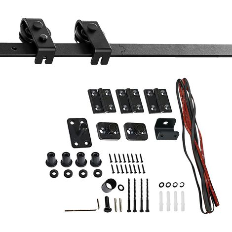 Kit de herrajes para puerta corrediza de granero, acero al carbono, funcionamiento suave, 46 pulgadas (1/2)