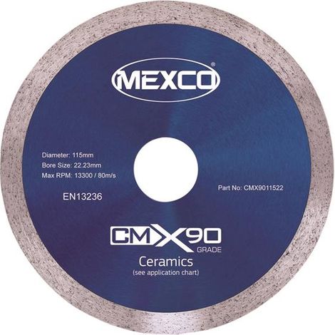 MEXCO CMX9011522 X90 Grade Ceramic Materials Diamond Blade 115x 22mm MEXCMX90115 (1/2)