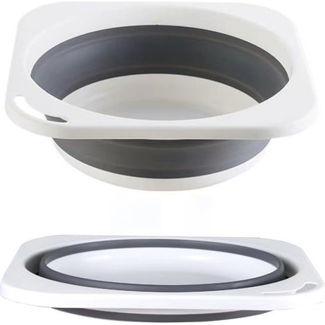 Lavabo pliable en plastique, 5 litres (1,4 gallons), avec petite baignoire rechargeable (gris, 1 pièce)