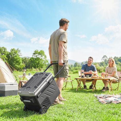 Nevera Portátil Eléctrica 49L con Compresor Doble Zona Control por App Ruedas Asa Telescópica -20℃ a 20℃ y Puerto USB (1/5)
