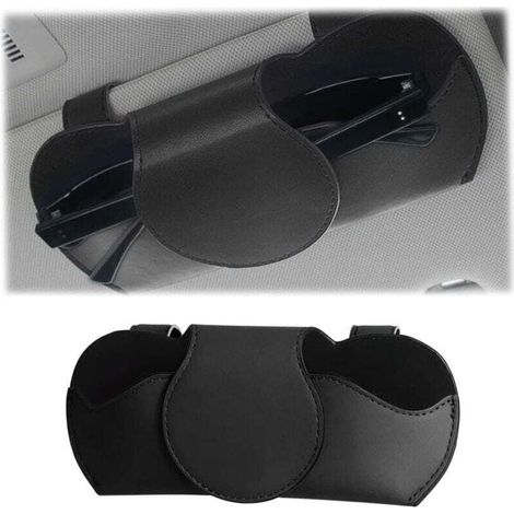 Support magnétique pour lunettes de soleil – Étui en cuir PU noir universel pour pare-soleil de voiture (1/5)