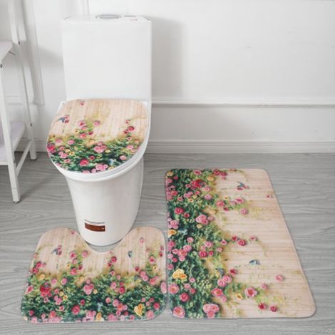 Tapis De Salle De Bain - Ensemble De 3 Pièces En Polyester - Anti-dérapant PVC - Haute Absorption - Pour Salle De Bain Chambre Et Douche - 3 Pièces (1/5)