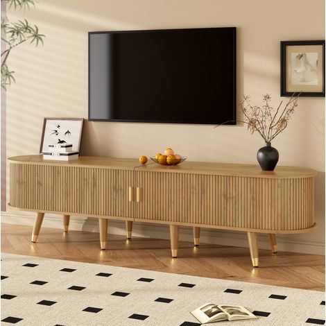 Mueble TV 175x38x45 cm en MDF efecto madera natural, con almacenamiento para salón FloraGrace (1/5)