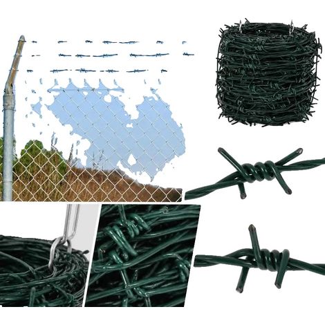 Fil de fer barbelé, construction en acier, résistant aux intempéries, Argent (1/2)