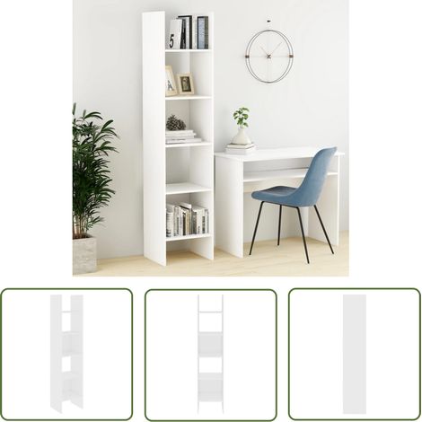 The Living Store Bücherregal Weiß 40x35x180 cm Holzwerkstoff - Bücherregal - Regal - Holzregal - Weißes Bücherregal - Schrank (1/5)