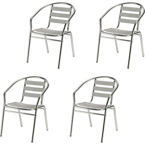 4x Design Gartenstuhl Stapelstuhl Bistrostuhl Alu stapelbar bequem platzsparend (1/5)
