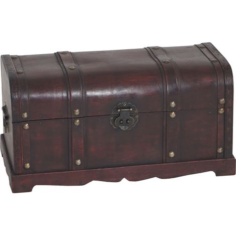 [NEUWERTIG] Holztruhe Holzbox Schatztruhe Antibes Antikoptik 30x57x29cm rund