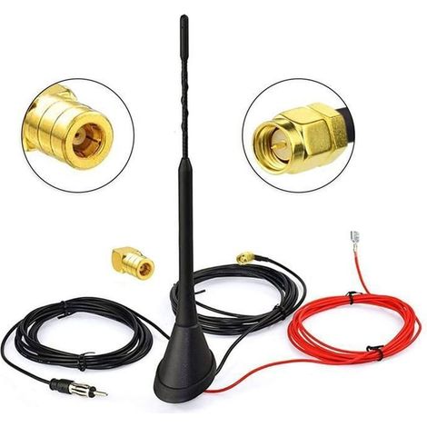 Amplificateur d\'antenne DAB+ pour voiture, antenne de toit AM/FM avec adaptateur DIN et SMB, signal amélioré