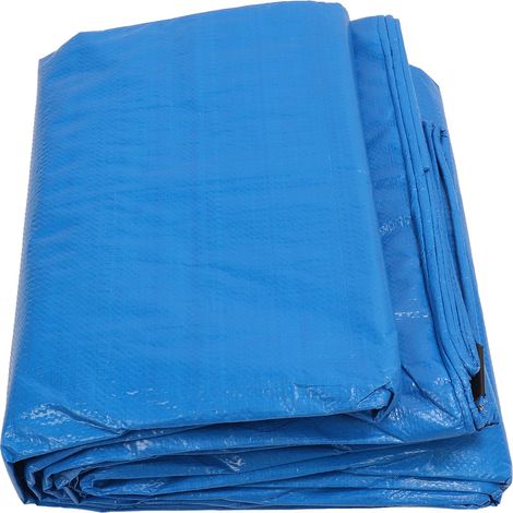 Bâche en Poly robuste, 5X6m, imperméable, résistante aux UV, anti-usure, bord renforcé avec œillets métalliques, bleu (1/5)