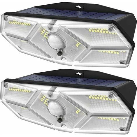 Applique murale solaire 2PCS 104 LED – Détecteur de mouvement IPX5 – Éclairage 270° pour jardin, allée, garage, porte avant (1/5)