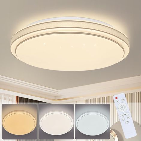 ZMH Plafonnier LED Chambre à coucher - 23W Lampe de chambre à coucher Dimmable avec télécommande Ø27cm Lampe de couloir Ciel étoilé Rond Plafonnier Lampe de cuisine Moderne pour salon couloir cuisine