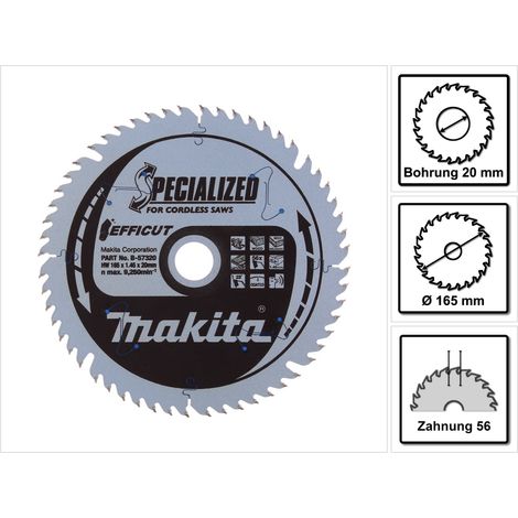 LAME CARBURE MULTI-BOIS EFFICUT 165X20MM 56D MAKITA B-57320 (1/5)