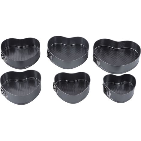 6-teiliges herzförmiges Antihaft-Kuchenform-Set, gleichmäßiges Backen für Käsekuchen mit federgelagertem Deckel (1/5)