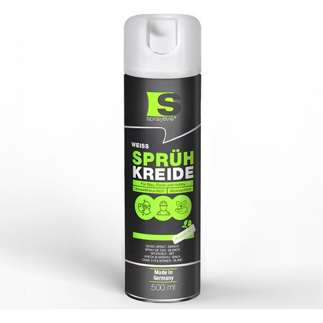 Spraytive 1x 500ml Sprühkreide weiß - Abwaschbare leuchtende Kreidefarbe, Outdoor Kreidespray, Bodenmarkierung, Temporäres Markierungsspray (1/5)
