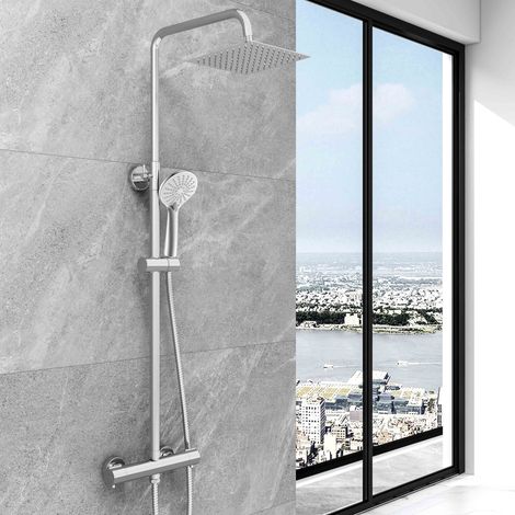 SKY Bathroom Shower Mixer Thermostatic Bar Set Chrome Square (1/5)