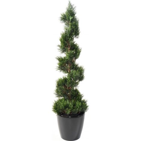 Plante artificielle haute gamme Spécial extérieur / Cyprès Artificiel Forme Spirale - Dim : 150 x 45 cm (1/2)