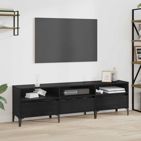 vidaXL  TV Cabinet  Black Oak 150 x 30 x 45 cm Engineered Wood and Iron