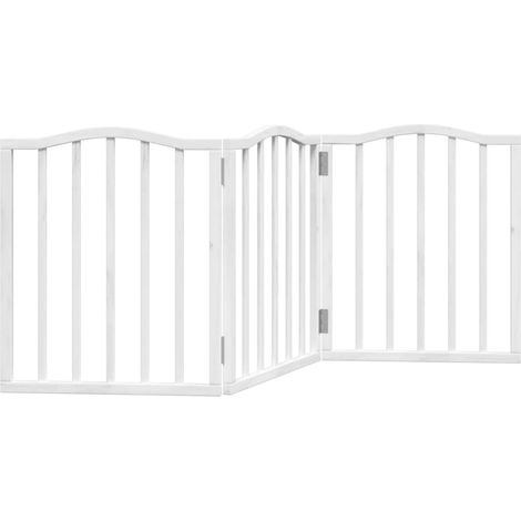 Barrière de sécurité pour chien animaux de compagnie pliable 3 panneaux 150 cm bois de peuplier blanc