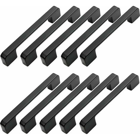 10pcs poignées de porte noir en Alliage de zinc Poignées T Bar Bâton Cuisine Armoire Entraxe de Trous 96mm