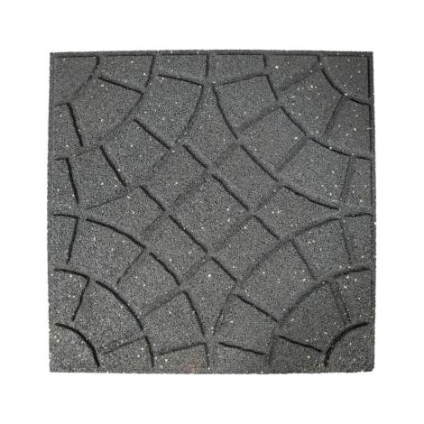 Ribimex – Dalle de terrasse en caoutchouc recyclé 45x45 cm – Couleur grise – Canaux de drainage pour extérieur – Pour balcon et patio (1/2)