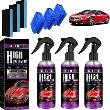 High Protection 3 en 1 Voiture Spray Nano Anti Rayures - 3 pièces Revêtement en Céramique Voiture Haute Brillance - Haute protection - Protection Longue Durée Crystal Coating (Le plus populaire) (1/5)