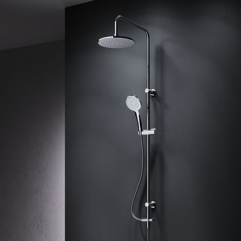 AM.PM Duschsystem ohne Armatur Regendusche Duschset ohne Thermostat mit Kopfbrause Handbrause Umsteller eckig Duschsäule für Badezimmer, Chrom
