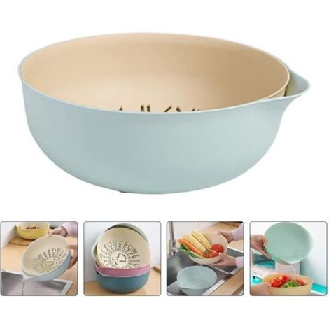 Panier De Vidange,Panier De Vidange à legumes de cuisine,panier de lavage de fruits en Plastique,passoire à pâtes double (1/4)