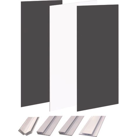 ONDEE - Kit instalación paneles murales esquina WALLDECO 200cm blanco/negro perfil blanco (1/4)