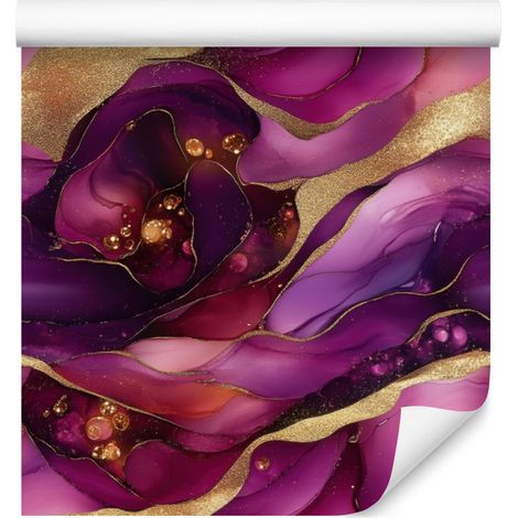 Papel pintado en tonos morado tinta, burdeos y ciruela para salón y dormitorio, 50x1000 cm. (1/5)