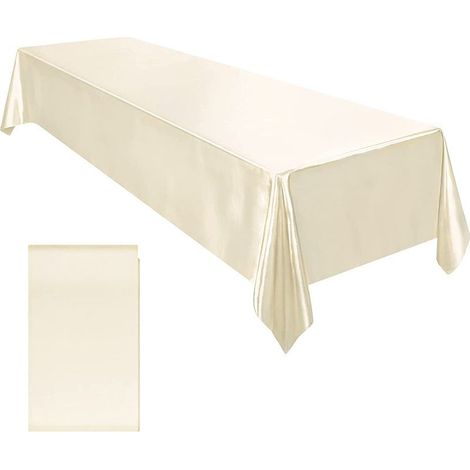 Tischdecke aus Baumwoll-Leinen-Satin, weicher Stoff, quadratische Tischdecke, Wohnzimmerserviette (cremefarben) (1/5)