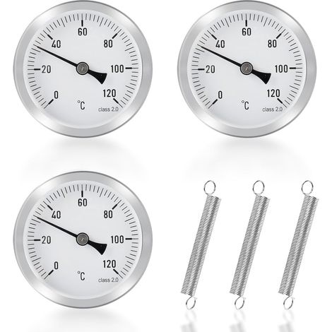 Lot de 3 thermomètres de chauffage - Affichage de la température avec ressort à clip - Thermomètre à aiguilles de 0 à 120 °C - 63 mm (1/5)