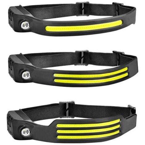 LaBlanc – LED-Stirnlampe, wiederaufladbar, leistungsstarke Stirnlampe, wasserdicht, USB, 1200 mAh, COB-XPE-Lampen, Laufen, Camping, Radfahren, Helmlampe, Angeln, Reparatur, Joggen, Kinder, 3 Stück (1/3)