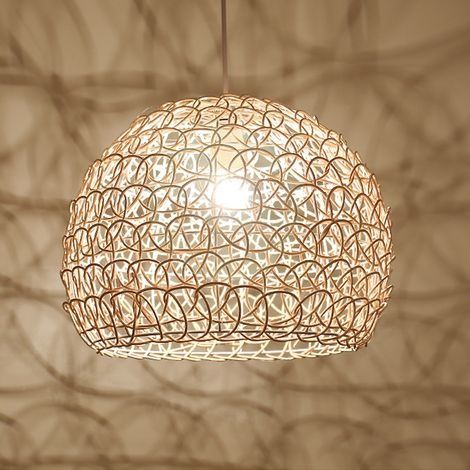Pendelleuchte im Vintage-Stil, handgewebter Bambusschirm, höhenverstellbare Deckenleuchte für Wohn-/Schlafzimmer, 25 cm (1/3)