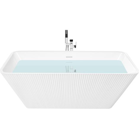 Bañera independiente de acrílico con diseño acanalado moderno 170 cm baño blanco Atcama