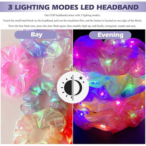 Chouchous à cheveux lumineux LED : 12 pièces de cheveux LED pour fêtes, 3 modes de lumière, brillants dans le noir (1/2)