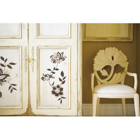 Jackie, Sticker mural avec deux grandes fleurs et de petites fleurs marrons - 50x70 cm (1/3)