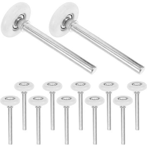 Lot de 12 Roulettes de Porte Coulissante en Métal Blanc 12 Cm Roulements à Billes, Poulies Industrielles Résistantes pour Portes de Garage, Armoires et Fenêtres, Remplacement (1/5)