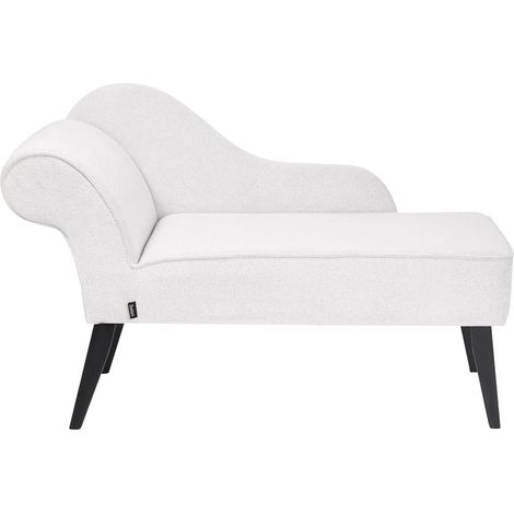 Divan Côté Gauche en Tissu Blanc Chaise Longue de Salon Bois d'Hévéa et Contreplaqué Biarritz