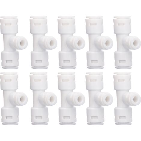10 PP T-Stücke 1/4 Zoll 3/8 Zoll, 3-Wege-Schlauchverschraubungen in Lebensmittelqualität für Wasserreiniger (1/5)