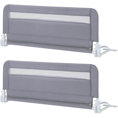 Barrière de lit enfants 100 x 41 x 42 cm pliable avec sangle de sécurité stable design moderne en tissu oxford gris