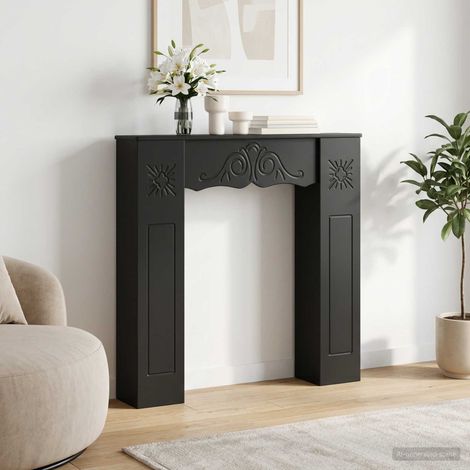 vidaXL Cornice per camino Nero 102 x 20 x 102 cm Legno ingegnerizzato (1/5)