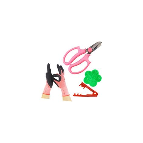 ensembles d'outils de jardin à main pour cisailles à fleurs, kit de 4 pièces avec ciseaux floraux, pince à épines, outil enlève-épines et gants de jardinage (1/5)